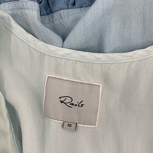 Rails Noelle colorblock tiered mini dress blue chambray a-line trapeze shift XS - Picture 5 of 6